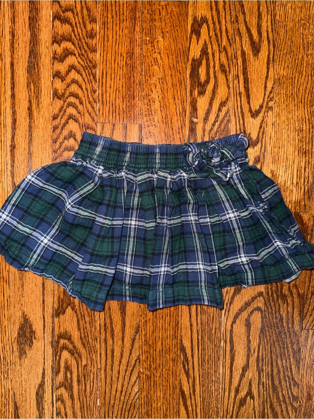 OshKosh B'gosh Green & Navy Plaid Ruffled Mini Skirt
